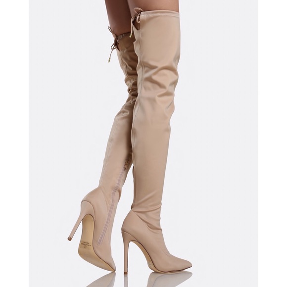 drawstring thigh high boots